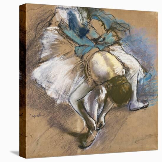 Dancer Putting on Her Shoes; Danseuse Attachant Son Chausson, C.1880-1885-Edgar Degas-Stretched Canvas