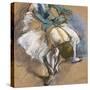 Dancer Putting on her Shoes-Edgar Degas-Stretched Canvas