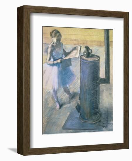 Dancer Reading the Newspaper, C. 1880-Edgar Degas-Framed Giclee Print