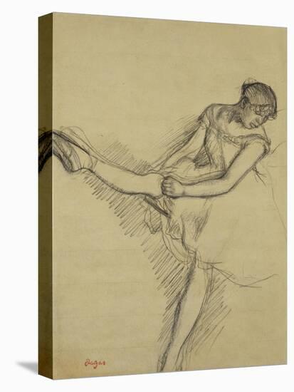 Dancer Seated, Readjusting Her Stocking; Danseuse Assise, Reajustant Son Bas-Edgar Degas-Stretched Canvas