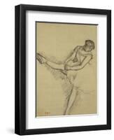 Dancer Seated, Readjusting Her Stocking; Danseuse Assise, Reajustant Son Bas-Edgar Degas-Framed Premium Giclee Print