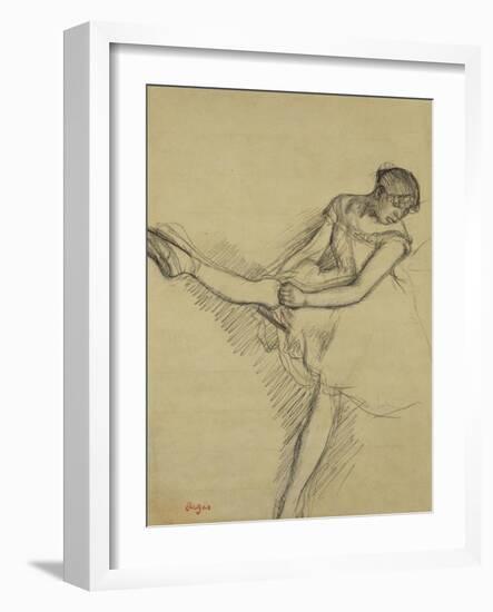 Dancer Seated, Readjusting Her Stocking; Danseuse Assise, Reajustant Son Bas-Edgar Degas-Framed Giclee Print