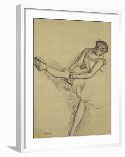 Dancer Seated, Readjusting Her Stocking; Danseuse Assise, Reajustant Son Bas-Edgar Degas-Framed Giclee Print