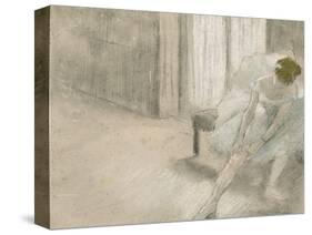 Dancer Seated, Readjusting Her Stocking, Danseuse Tirant Son Maillot (La Precaution), C. 1882-1885-Edgar Degas-Stretched Canvas