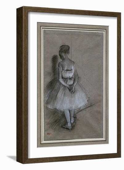 Dancer standing, hands crossed behind her back. 1874. Pencil, white gouache-Edgar Degas-Framed Giclee Print