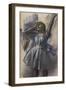 Dancer stretching. Around 1882-1885. Pastel on pale blue-grey paper.-Edgar Degas-Framed Giclee Print