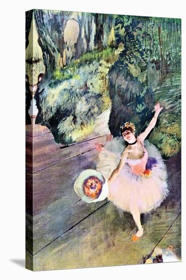 Dancer with a Bouquet of Flowers (The Star of the Ballet)-Edgar Degas-Stretched Canvas