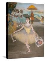 Dancer with a saluant bouquet (detail). 1878. Pastel-Edgar Degas-Stretched Canvas