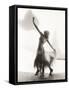 Dancer with Arms Outstretched Against White Background-null-Framed Stretched Canvas