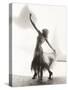 Dancer with Arms Outstretched Against White Background-null-Stretched Canvas