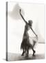 Dancer with Arms Outstretched Against White Background-null-Stretched Canvas