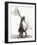 Dancer with Arms Outstretched Against White Background-null-Framed Photo