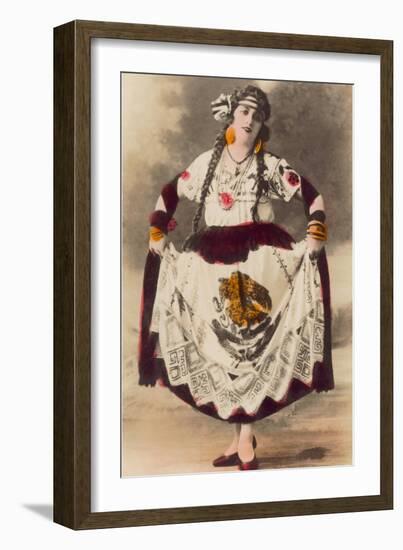 Dancer with Mexican Flag Dress-null-Framed Art Print