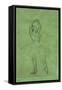 Dancer with Raised Arms, Danseuse Aux Bras Leves. Pencil on Tracing Paper Laid Down on Green Board-Edgar Degas-Framed Stretched Canvas
