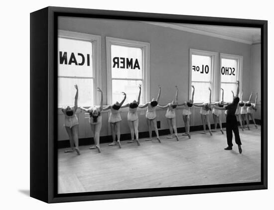 Dancers at George Balanchine's School of American Ballet Lined Up at Barre During Training-Alfred Eisenstaedt-Framed Stretched Canvas