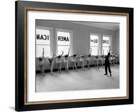 Dancers at George Balanchine's School of American Ballet Lined Up at Barre During Training-Alfred Eisenstaedt-Framed Photographic Print