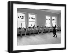 Dancers at George Balanchine's School of American Ballet Lined Up at Barre During Training-Alfred Eisenstaedt-Framed Photographic Print