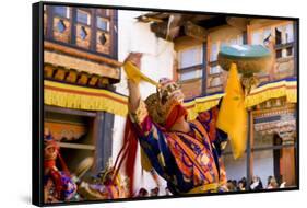Dancers at Jakar Festival at Jakar Dzong, Bumthang, Bhutan-Howie Garber-Framed Stretched Canvas