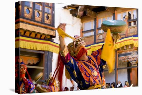 Dancers at Jakar Festival at Jakar Dzong, Bumthang, Bhutan-Howie Garber-Stretched Canvas