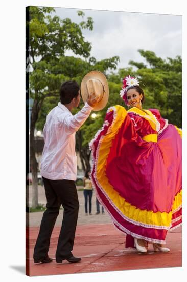 Dancers Entertain a Crowd, Central, Chiapa De Corzo, Chiapas, Mexico-Brent Bergherm-Stretched Canvas