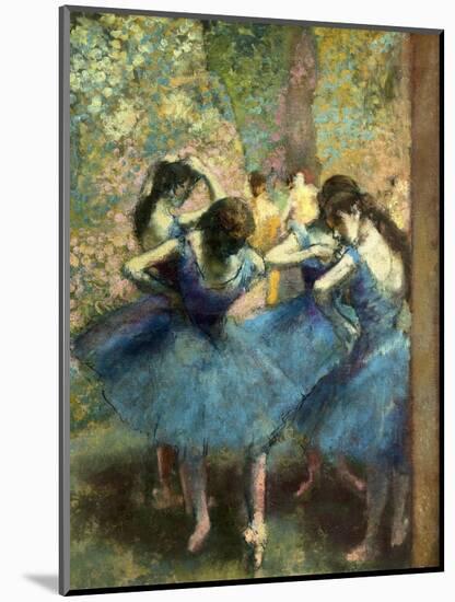 Dancers in Blue-Edgar Degas-Mounted Art Print