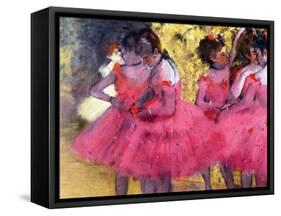 Dancers in Pink, Between the Scenes-Edgar Degas-Framed Stretched Canvas