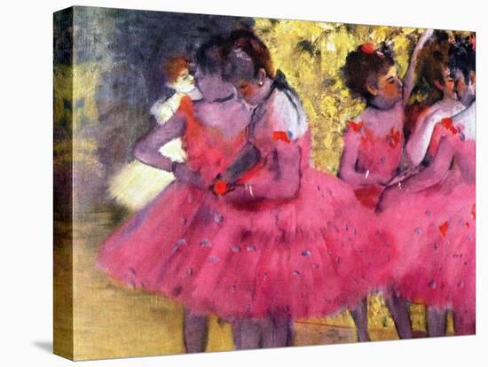 Dancers in Pink, Between the Scenes-Edgar Degas-Stretched Canvas