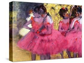 Dancers in Pink, Between the Scenes-Edgar Degas-Stretched Canvas