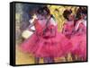 Dancers in Pink, Between the Scenes-Edgar Degas-Framed Stretched Canvas