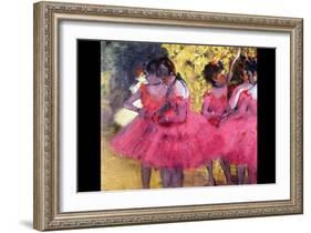 Dancers in Pink Between the Scenes-Edgar Degas-Framed Art Print