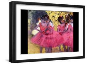 Dancers in Pink Between the Scenes-Edgar Degas-Framed Art Print