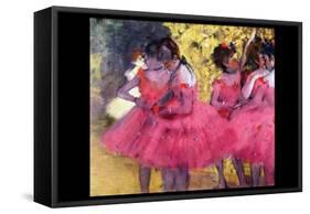 Dancers in Pink Between the Scenes-Edgar Degas-Framed Stretched Canvas