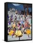 Dancers in Traditional Costume, Autumn Tsechu (Festival) at Trashi Chhoe Dzong, Bhutan, Asia-Christian Kober-Framed Stretched Canvas