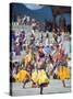 Dancers in Traditional Costume, Autumn Tsechu (Festival) at Trashi Chhoe Dzong, Bhutan, Asia-Christian Kober-Stretched Canvas