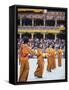 Dancers in Traditional Costume, Autumn Tsechu (Festival) at Trashi Chhoe Dzong, Bhutan, Asia-Christian Kober-Framed Stretched Canvas
