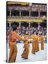 Dancers in Traditional Costume, Autumn Tsechu (Festival) at Trashi Chhoe Dzong, Bhutan, Asia-Christian Kober-Stretched Canvas