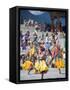 Dancers in Traditional Costume, Autumn Tsechu (Festival) at Trashi Chhoe Dzong, Bhutan, Asia-Christian Kober-Framed Stretched Canvas