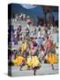 Dancers in Traditional Costume, Autumn Tsechu (Festival) at Trashi Chhoe Dzong, Bhutan, Asia-Christian Kober-Stretched Canvas