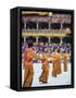 Dancers in Traditional Costume, Autumn Tsechu (Festival) at Trashi Chhoe Dzong, Bhutan, Asia-Christian Kober-Framed Stretched Canvas