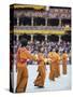 Dancers in Traditional Costume, Autumn Tsechu (Festival) at Trashi Chhoe Dzong, Bhutan, Asia-Christian Kober-Stretched Canvas