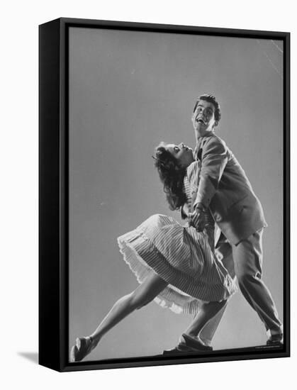 Dancers Kaye Popp and Stanley Catron Demonstrating the Lindy Hop-Gjon Mili-Framed Stretched Canvas