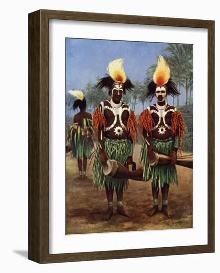 Dancers of the Fly River Region, Papua New Guinea, 1920-null-Framed Giclee Print