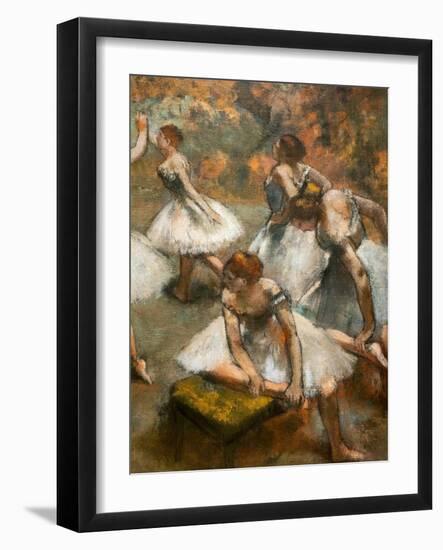 Dancers on the stage (detail). Around 1889-1894. Oil on canvas.-Edgar Degas-Framed Giclee Print