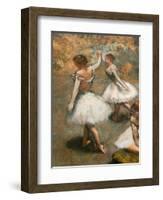 Dancers on the stage (detail). Around 1889-1894. Oil on canvas.-Edgar Degas-Framed Giclee Print