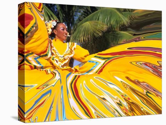 Dancers Performing in Costume, Costa Maya, Mexico-Bill Bachmann-Stretched Canvas
