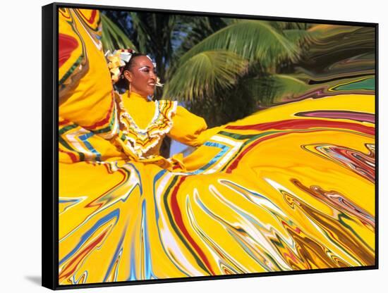 Dancers Performing in Costume, Costa Maya, Mexico-Bill Bachmann-Framed Stretched Canvas