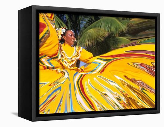 Dancers Performing in Costume, Costa Maya, Mexico-Bill Bachmann-Framed Stretched Canvas