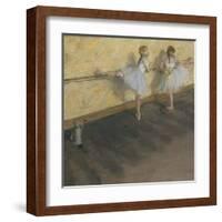 Dancers Practicing at the Barre-Edgar Degas-Framed Art Print