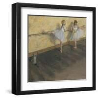 Dancers Practicing at the Barre-Edgar Degas-Framed Art Print