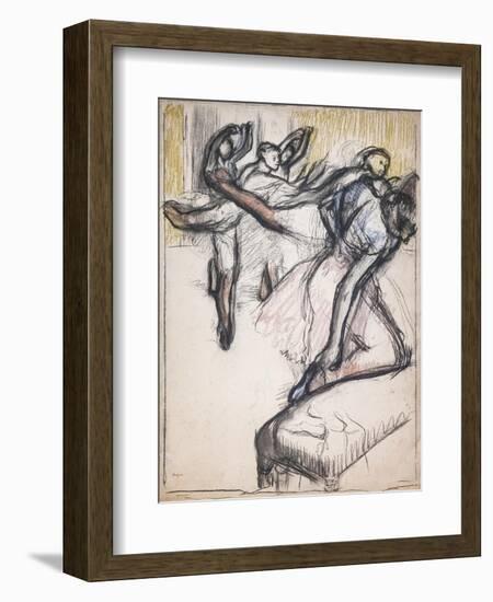 Dancers practicing at the Opera foyer. Around 1890. Pastel and charcoal on paper.-Edgar Degas-Framed Giclee Print